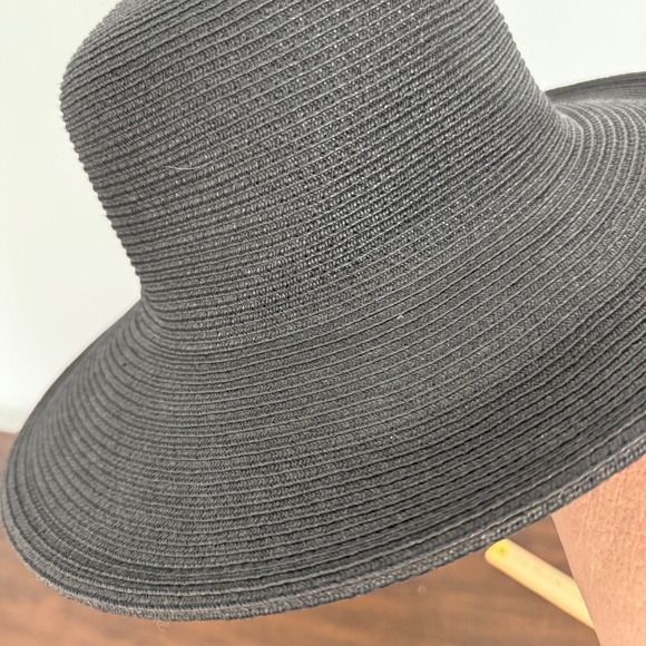 TALBOTS WIDE BRIM HAT COASTAL RESORT SUMMER BLACK POOLSIDE BEACH VACATION VIBES - Picture 4 of 8